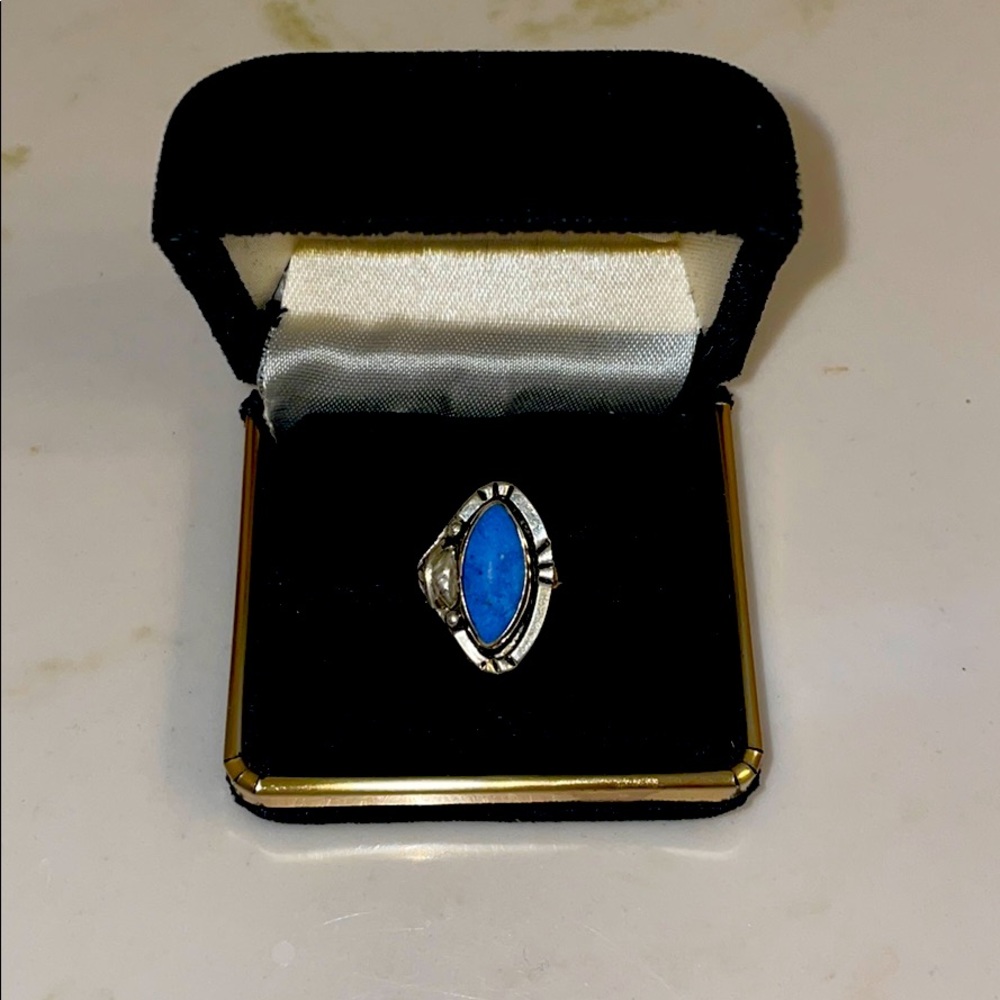 Sterling silver blue stone ring